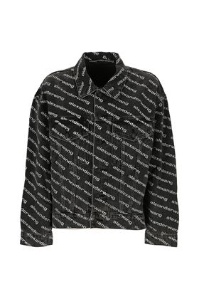 Charcoal-grey/white cotton all-over logo-print jacket Alexander Wang | 4DC1212888060